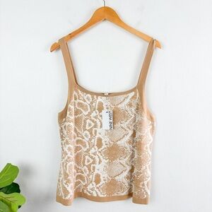 NWT Nine West Tan Snakeskin Print Knit Tank Top Sz XL